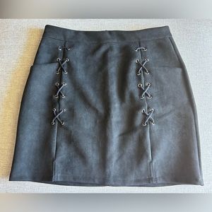 Black Faux Suede High-waisted Mini Skirt